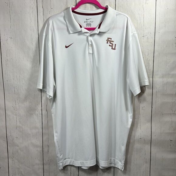 Nike Dri Fit Mens Florida State Seminoles Short Sleeves Polo Shirt White - Picture 5 of 16